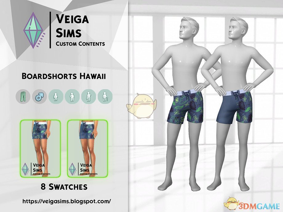 《模拟人生4》男款简洁树叶短裤MOD
