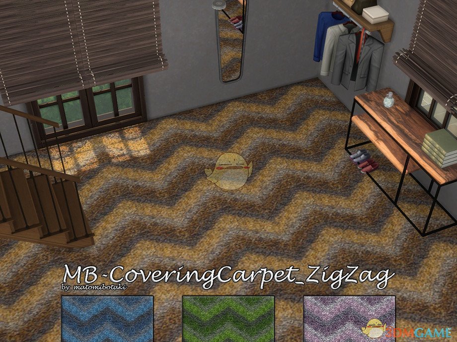 《模拟人生4》双色条纹毛绒地毯MOD