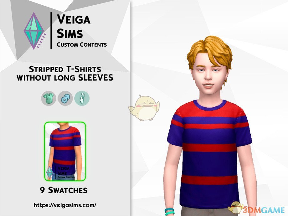 《模拟人生4》儿童的彩色条纹短袖MOD