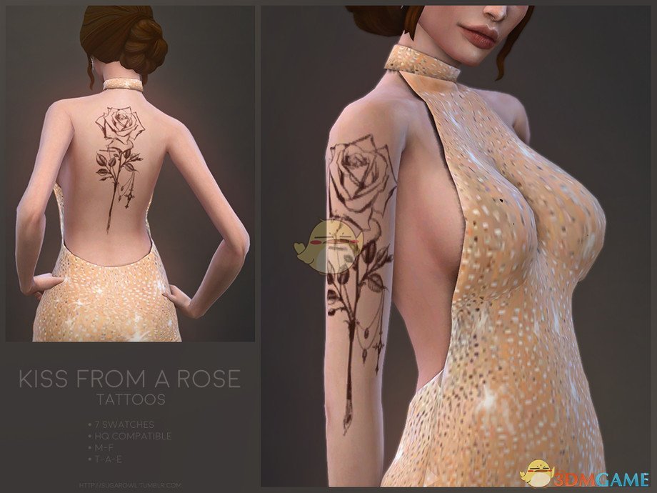 《模拟人生4》修长美丽玫瑰纹身MOD
