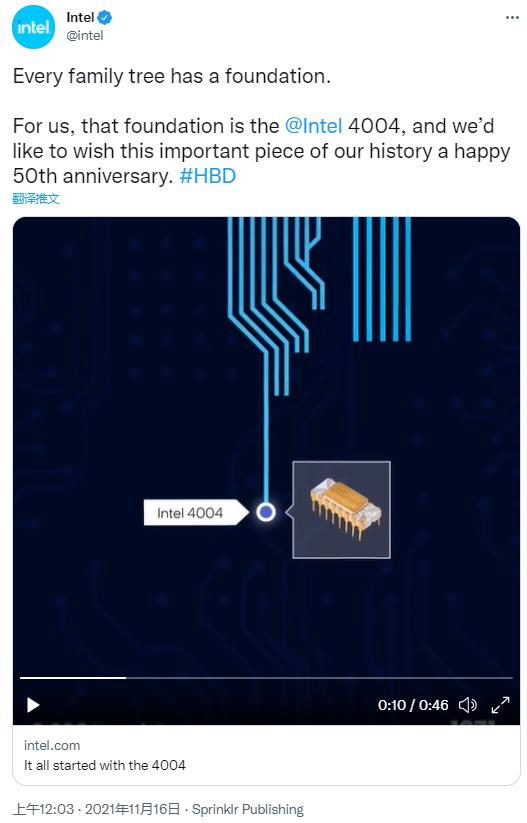 英特我庆祝4004处理器50周年 世界上第1款商用微处理器