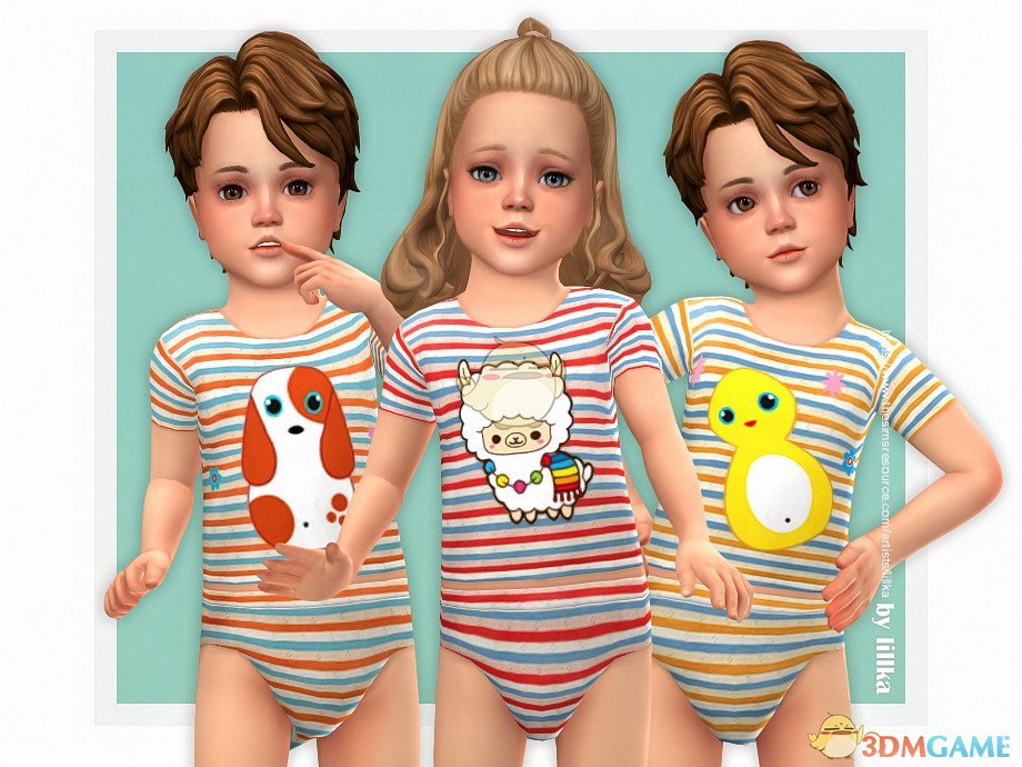 《模拟人生4》幼儿的可爱条纹睡衣MOD