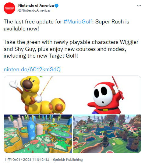 《马里奥高尔夫》发布最后一次免费更新  添加新角色与模式