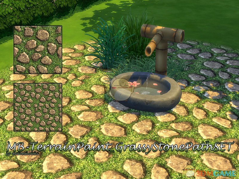 《模拟人生4》石头绿草地板MOD