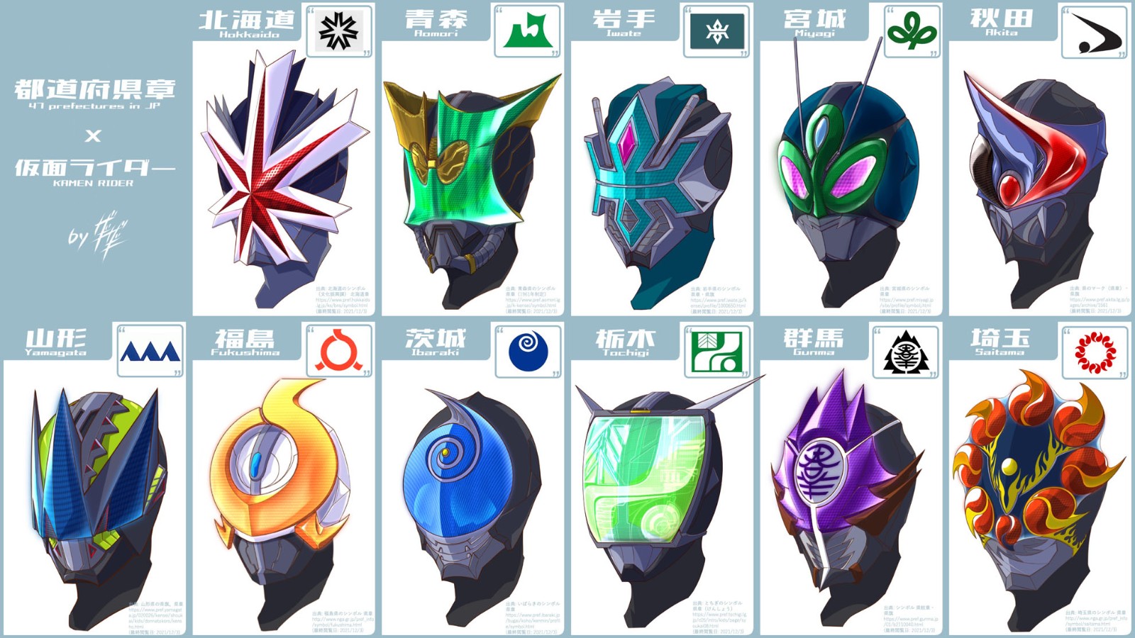玩家打造日本47行政区《假面骑士》头盔版 各具特色带感