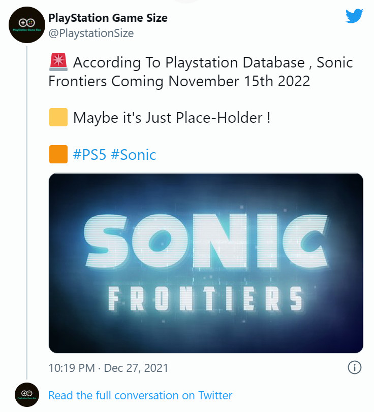 《索尼克：边境》预计2022年11月15日发售 本作将采用开放世界