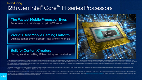 英特尔12代酷睿移动版发布：世界最强笔记本游戏CPU