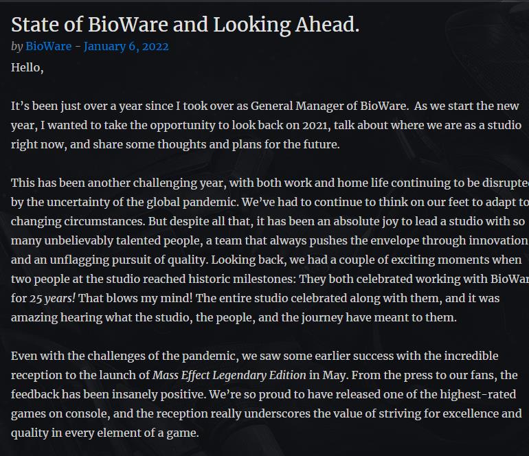 Bioware总经理Gary：龙腾4含选择导向为基础游戏体验