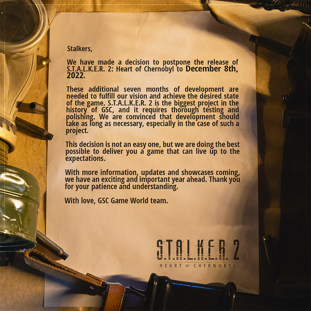 《潜行者2：切尔诺贝利之心》官宣跳票 12月8日发售