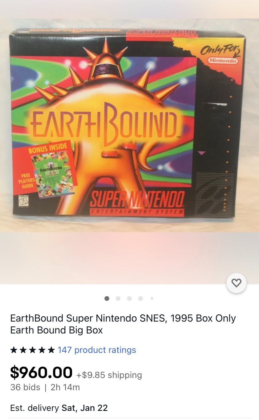 SFC《地球冒险2》游戏包装盒在eBay拍出天价