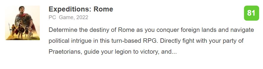 《远征军：罗马》IGN 8分：近些年最好的战术RPG之一