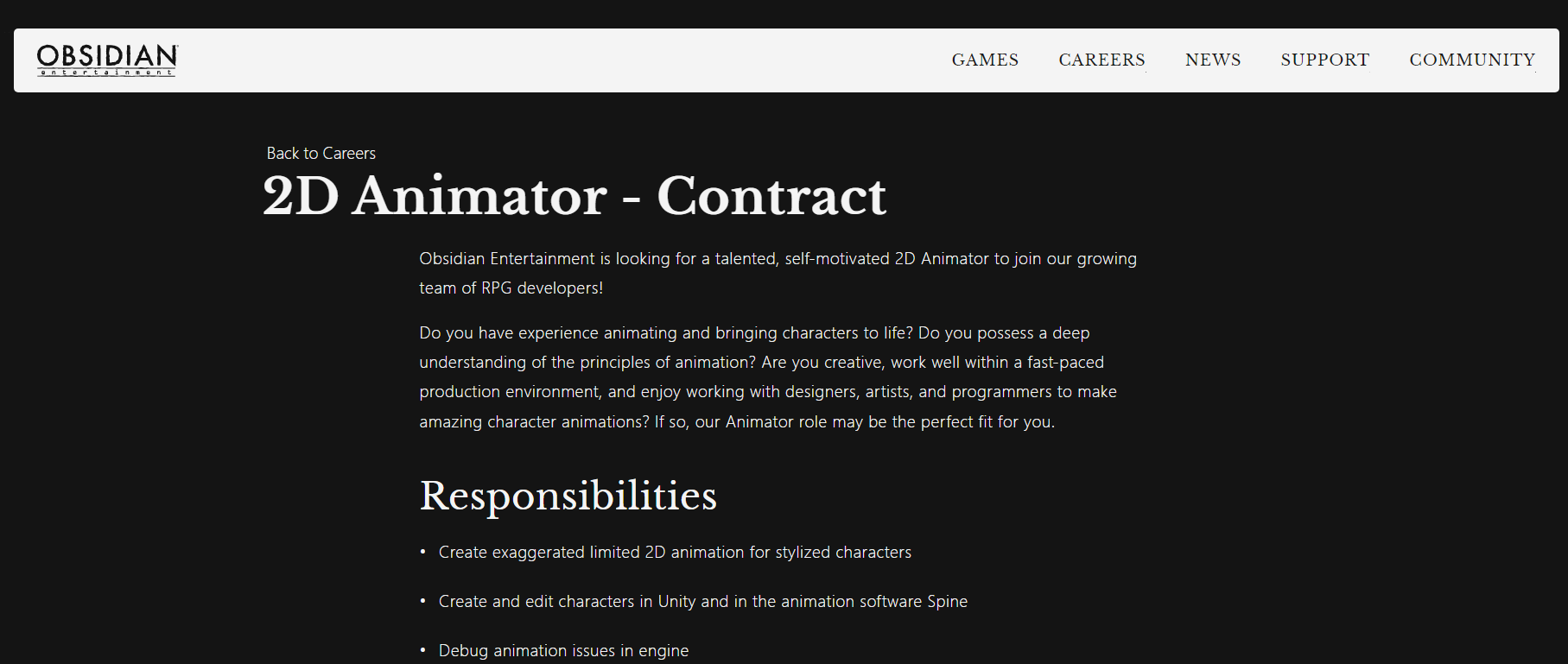 黑曜石发布2D动画师招聘公告 或开发类《极乐迪斯科》RPG 