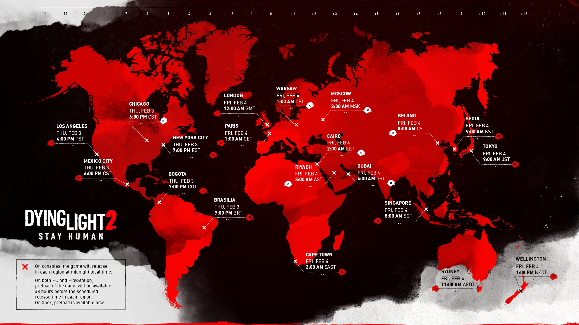 《消逝的光芒2：人与仁之战》发售及预载时间地图公布 大小约25-38GB