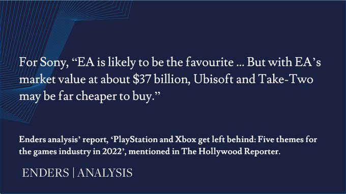 分析师建议索尼收购EA以应对微软收购动视暴雪