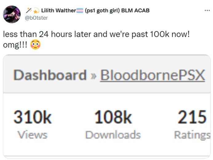 粉丝自制《血源PSX》发布仅一天 下载量超10万