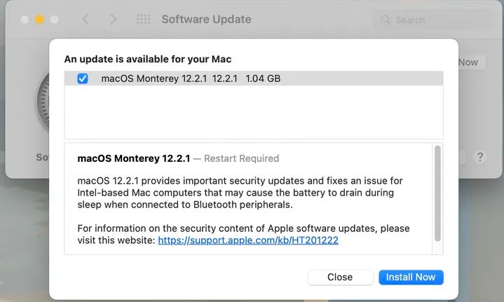 苹果macOS推出12.2.1更新 旨在修复笔记本电池耗电问题