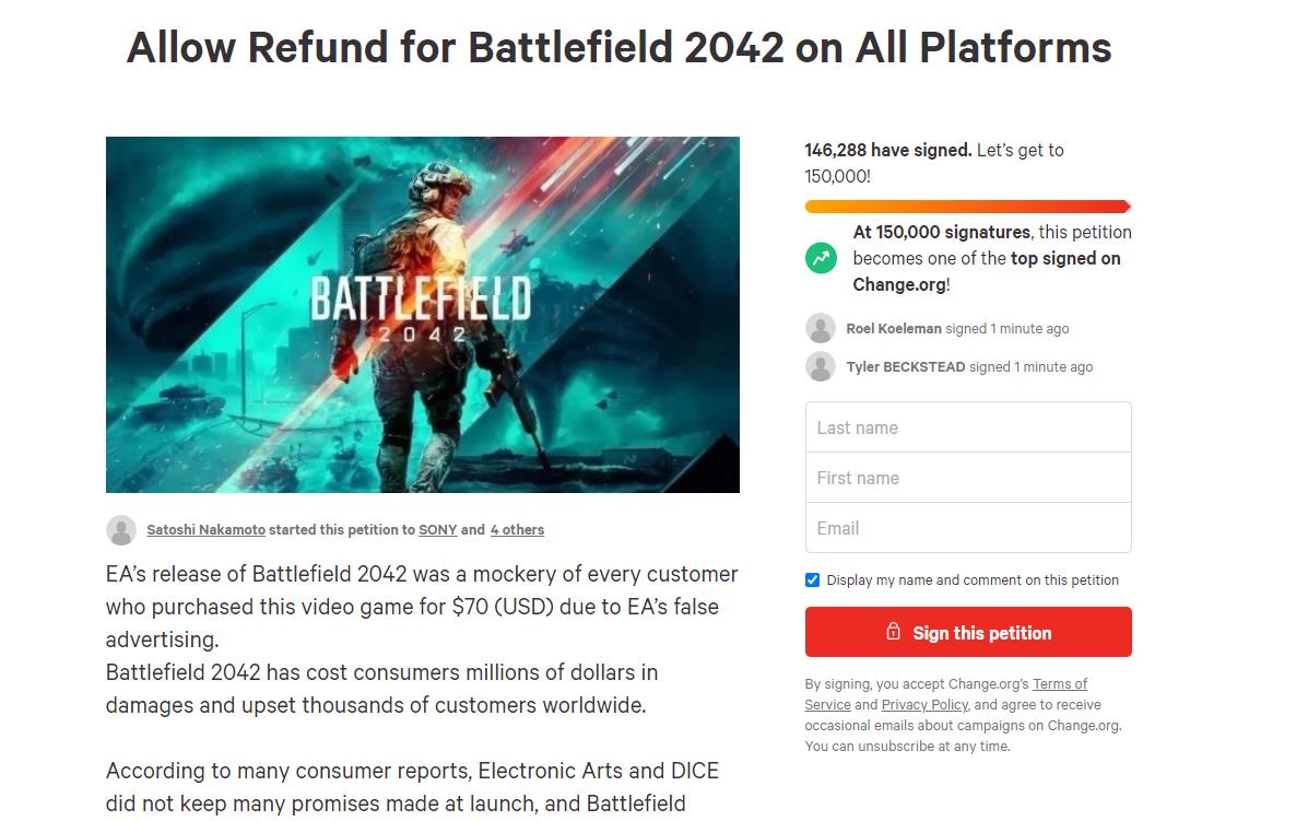 《戰地2042》Steam96%玩家流失退款請願接近15萬人