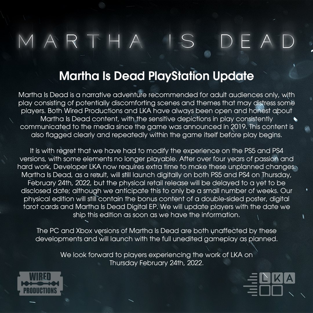 PS版《玛莎已死》略有删减 PS实体版延期支卖