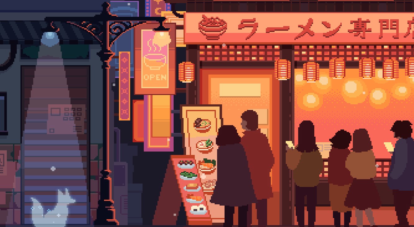 《Wallpaper Engine》像素风夜晚小餐厅动态壁纸