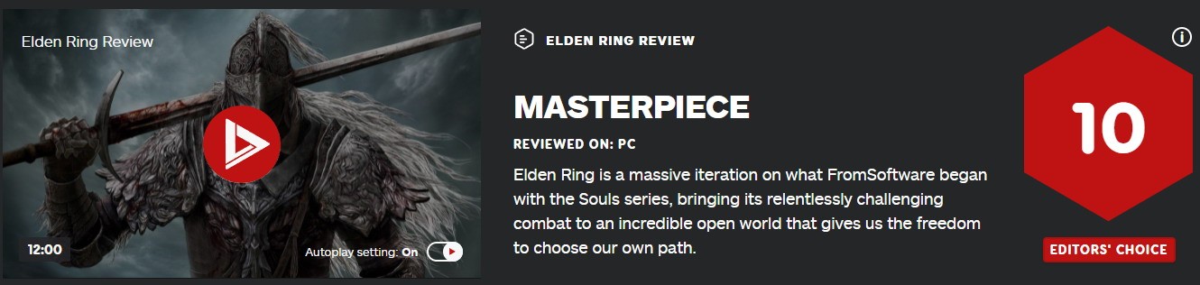 《艾爾登法環》IGN評10分 極具野心充滿挑戰