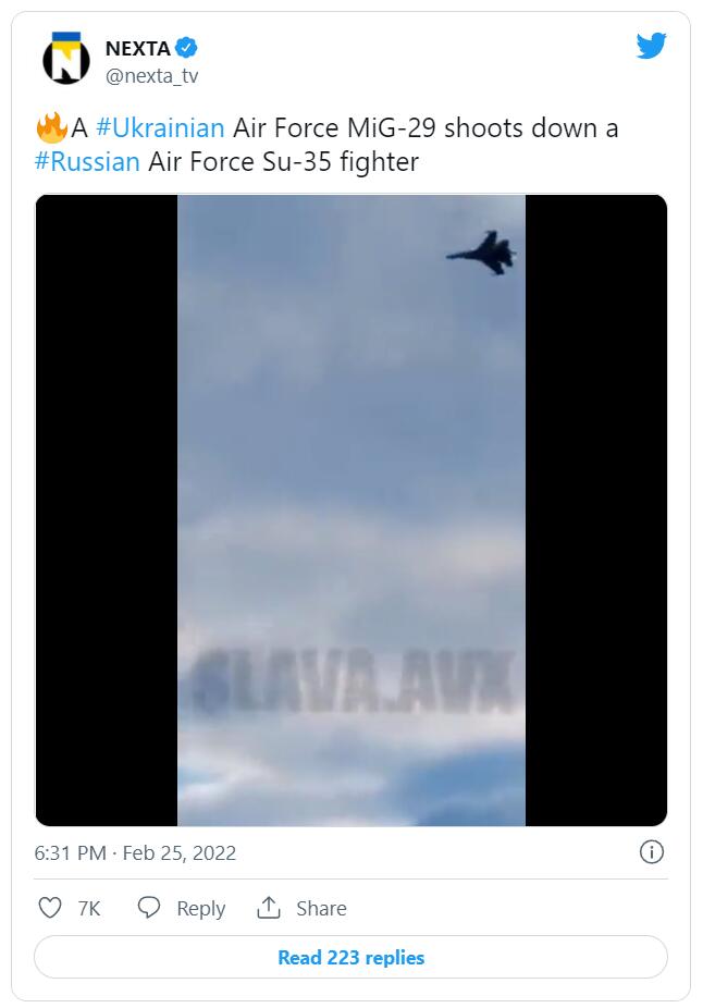 乌克兰战机击坠俄战机视频推特疯传 结果是游戏画面
