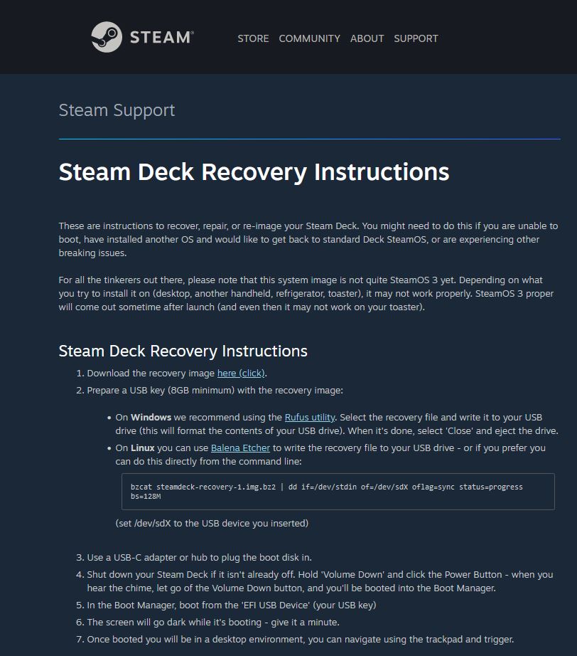 Steam OS映像发布 提供更多恢复旧版本选项