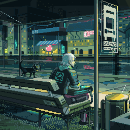 《Wallpaper Engine》像素风雨中川流不息的街道动态壁纸