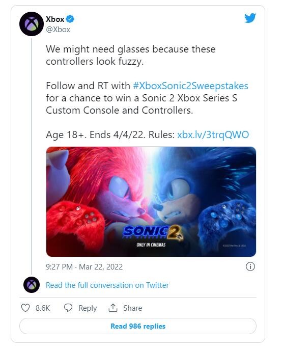 微软公布定制索尼克主题XSS/Xbox手柄 将分为“红”“蓝”两个版本
