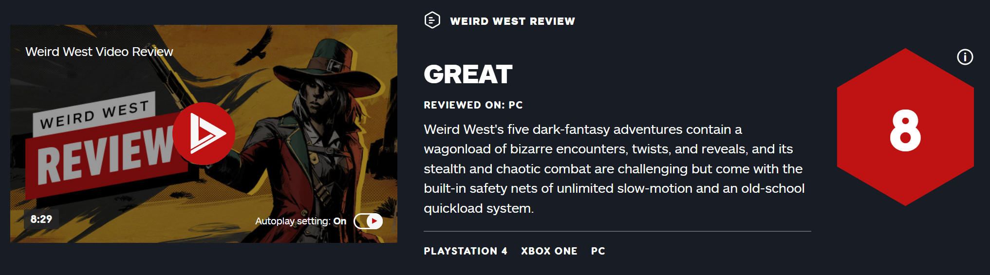 《诡同西部》尾批媒体评分化禁 IGN给出8分好评