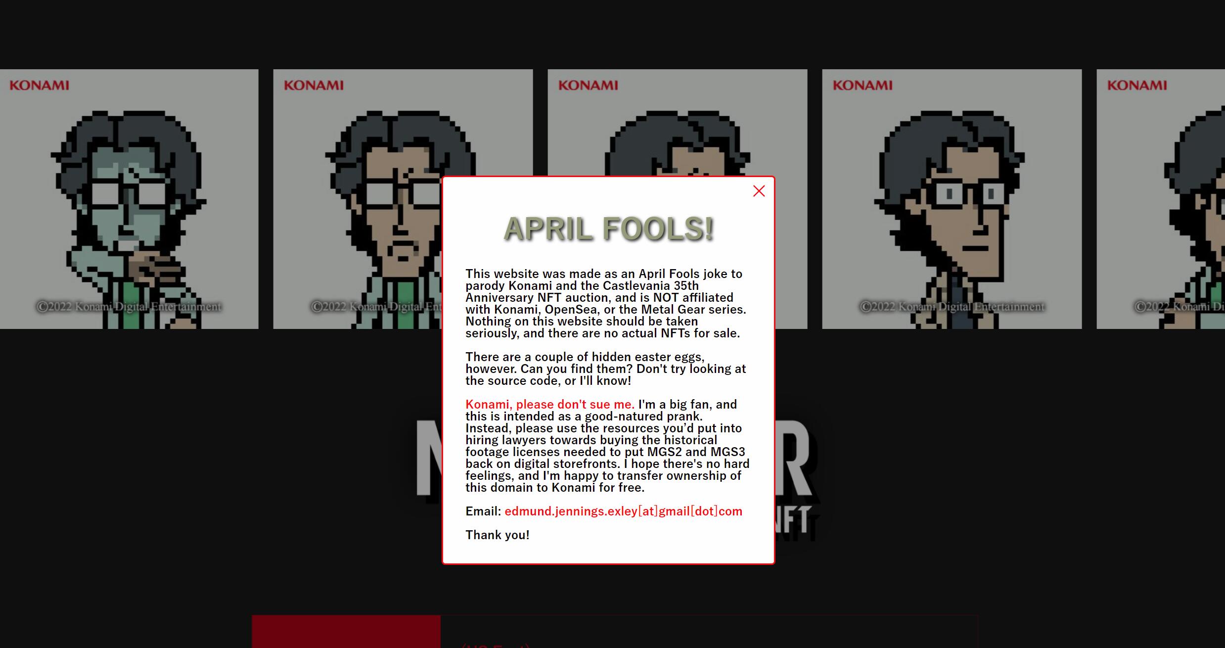 《合金装备》35周年纪念网站只是愚人节玩笑 并非游戏官方设立
