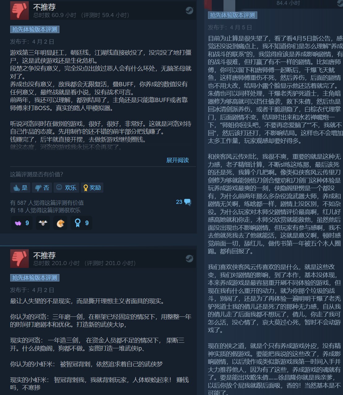 《侠之道》第三年更新翻车 Steam出现大量差评、官方做出回应