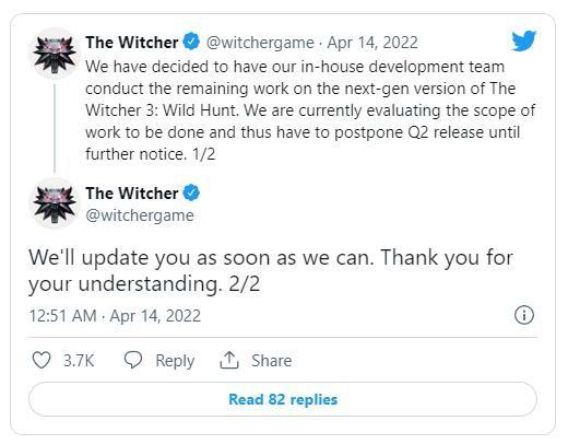 《巫师3》次世代版再次推迟 主要原因系评估“要完成的工作范围”