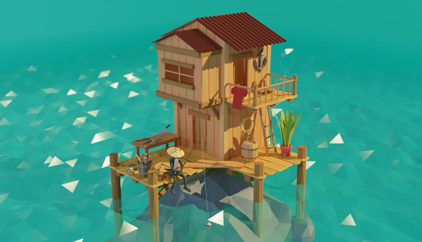 《Wallpaper Engine》清新风3D海上钓鱼小屋动态壁纸