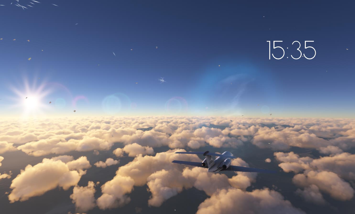 《Wallpaper Engine》微软模拟飞行云层之上记时动态壁纸
