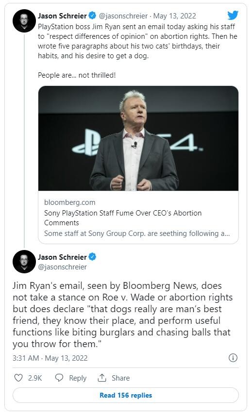 据称PlayStation CEO“堕胎权言论”让员工感到不安