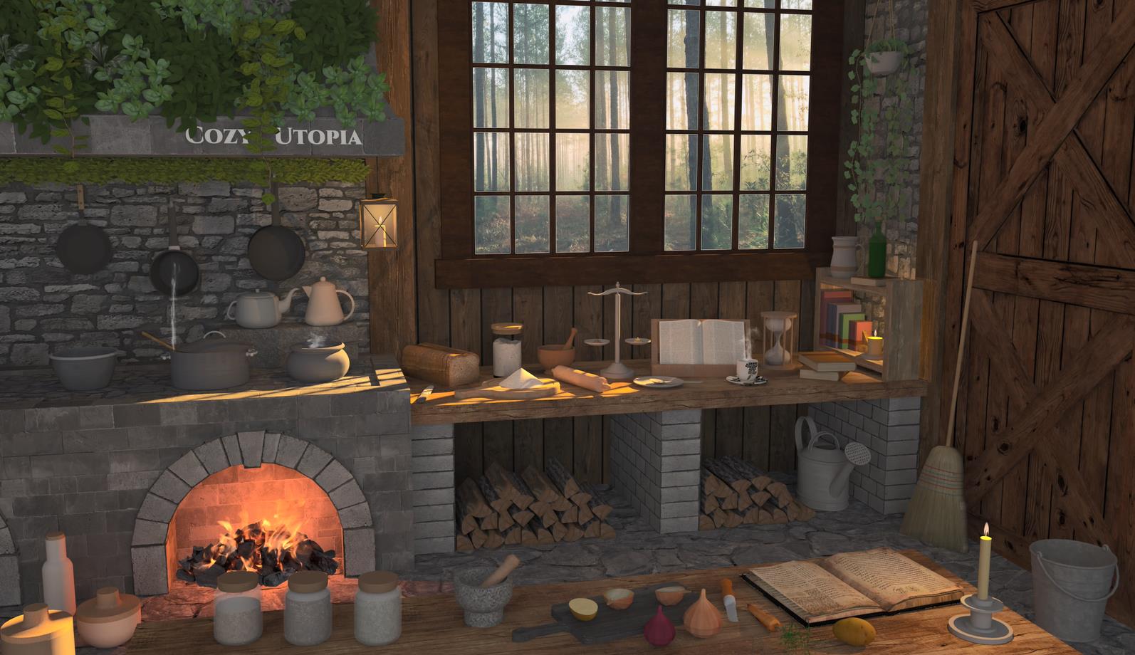 《Wallpaper Engine》中世界风格厨房3D场景动态壁纸