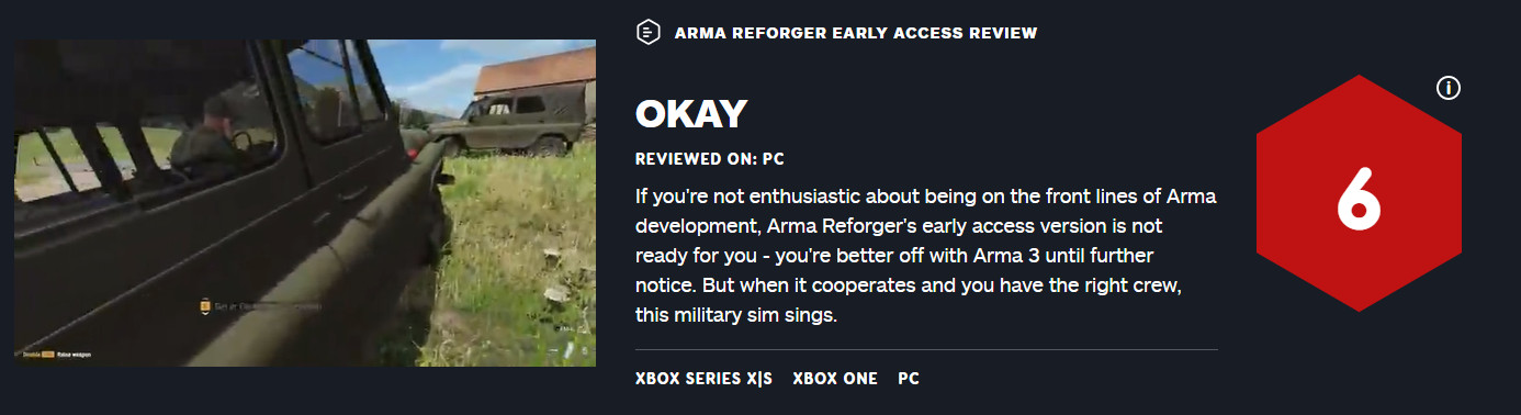 《武装突袭：Reforger》IGN 6分 还是去玩《武装突袭3》吧 武装突袭3