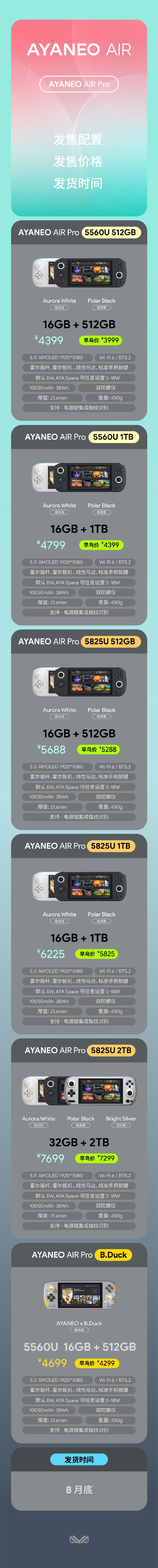 国产掌机AYANEO AIR Pro发布 顶配版售价7699元