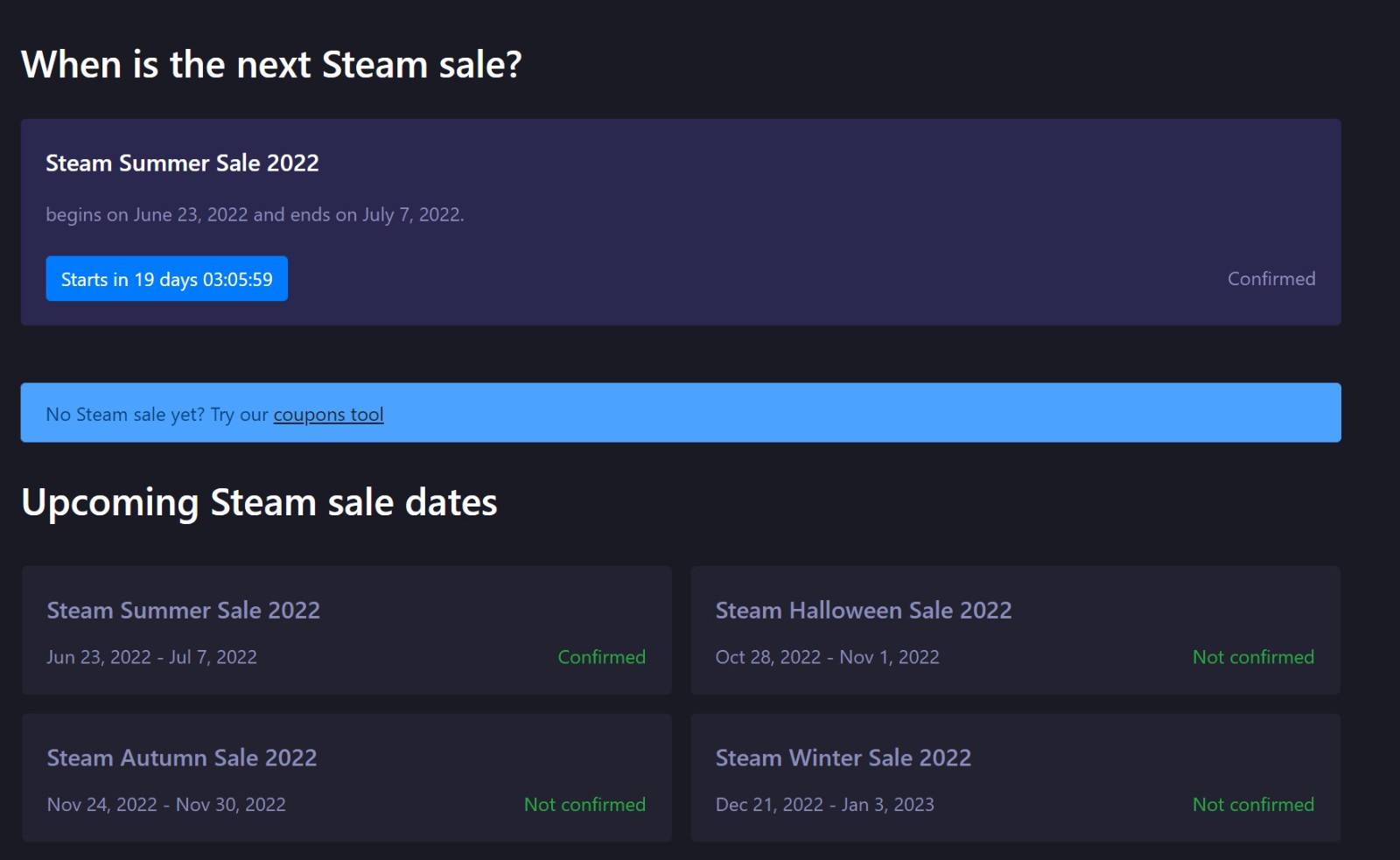 传2022年Steam夏季特卖6月24日开始