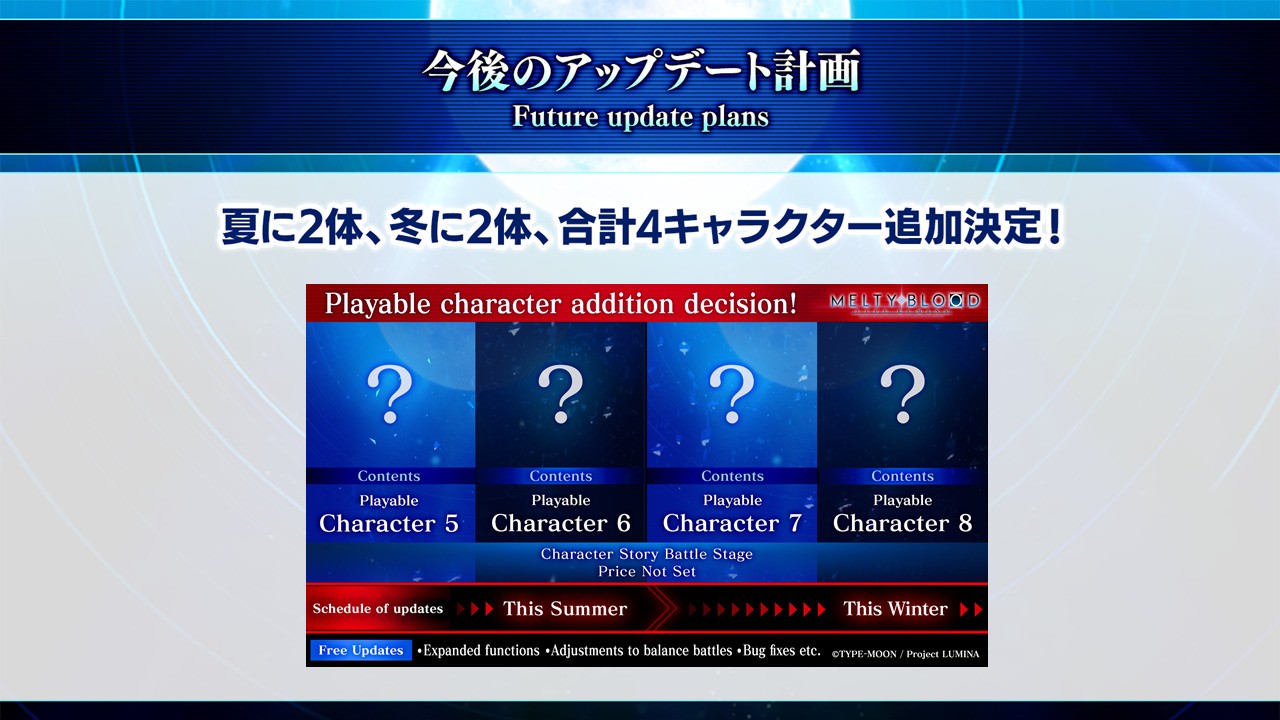 《月姬格斗 TYPE LUMINA》还将追加4名DLC角色