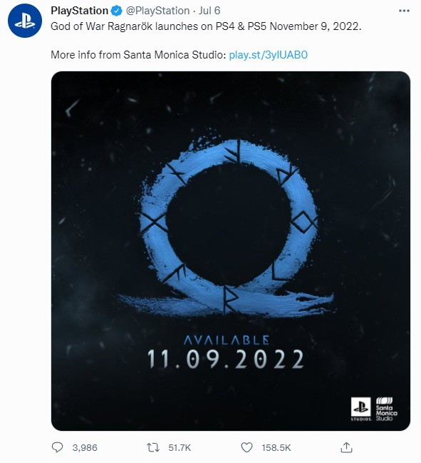 《战神：诸神黄昏》发售日期消息获得100万点赞