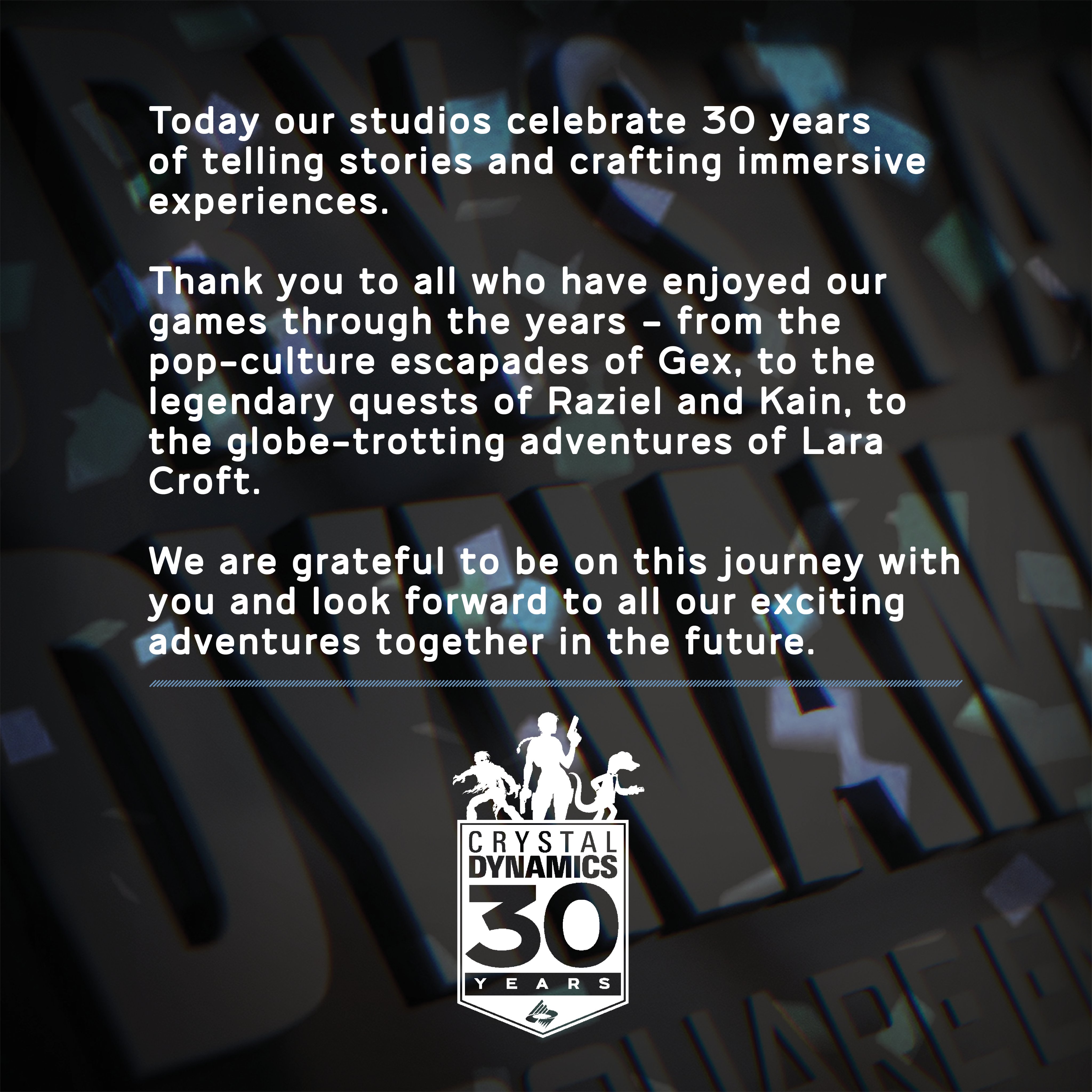 Crystal Dynamics或有意推出《凯恩的遗产》新作 工作室30周年纪念海报已发布