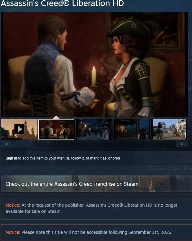 《刺客3解放HD》Steam版9月下架 之后仍可继续游玩