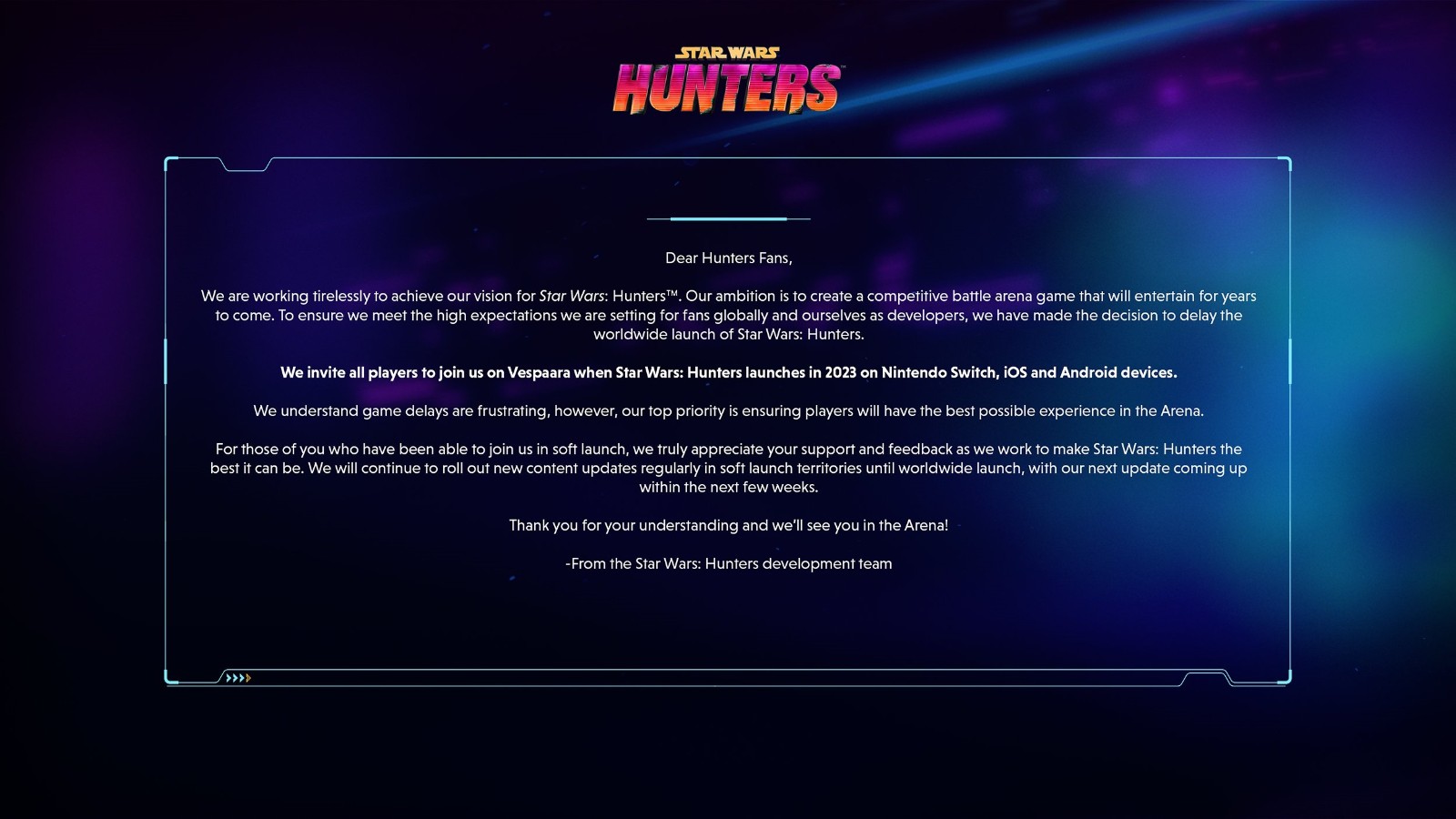 免费星战游戏《星球大战：猎人》再次延期