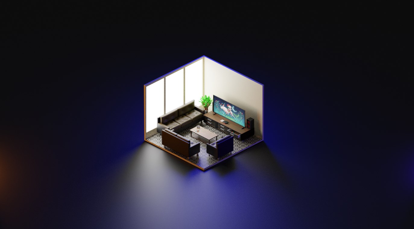 《Wallpaper Engine》迷你场景客厅沙发电视机3D动态壁纸