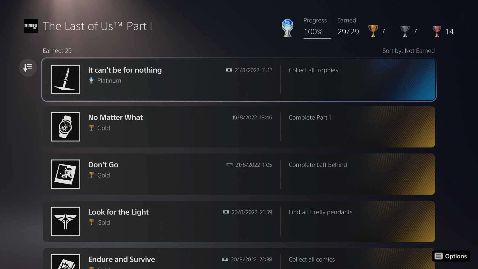 《最后的生还者》PS5重制版奖杯曝光 移除了难度和新游戏+奖杯