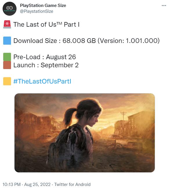 《最后生還者：重制版》PS5大小約68GB 8月26日預載