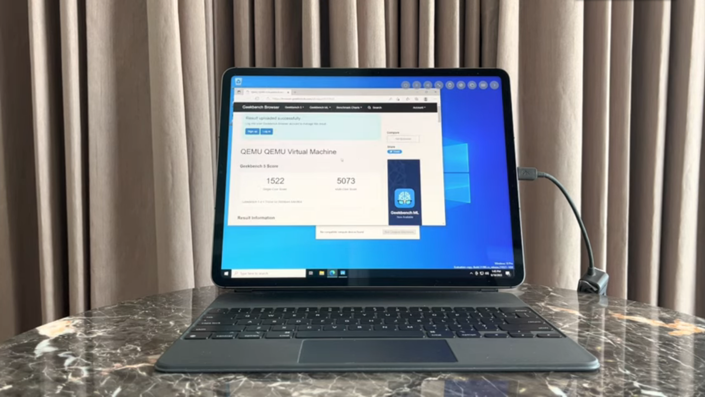 M1芯片iPad Pro顺利运行Win10：性能达正常水准90%