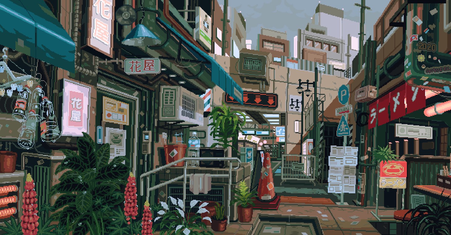 《Wallpaper Engine》像素艺术日式街道场景动态壁纸