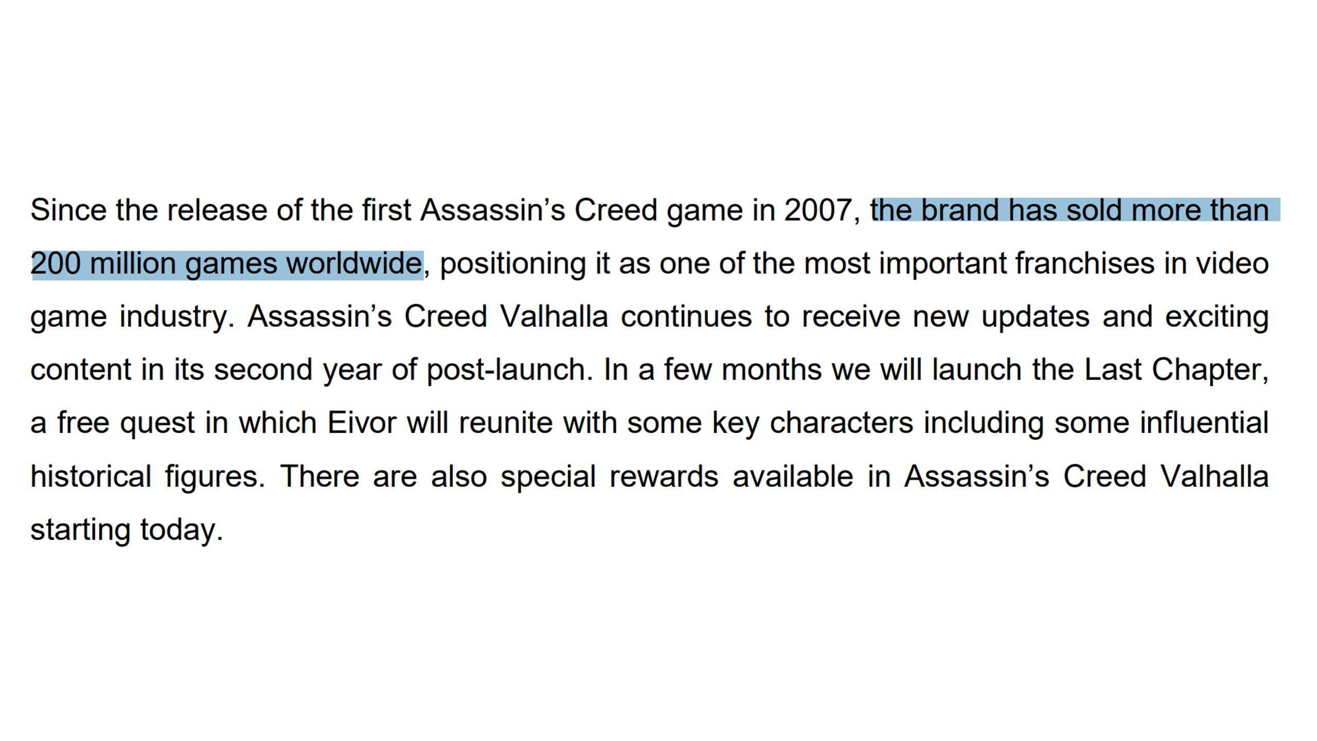 育碧称《刺客信条》系列全球总销量突破2亿份 包含衍生游戏及掌机游戏